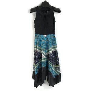 Sangria Handkerchief Hem Dress Missy Size 8 Sleeveless Satin Keyhole Boho NWT